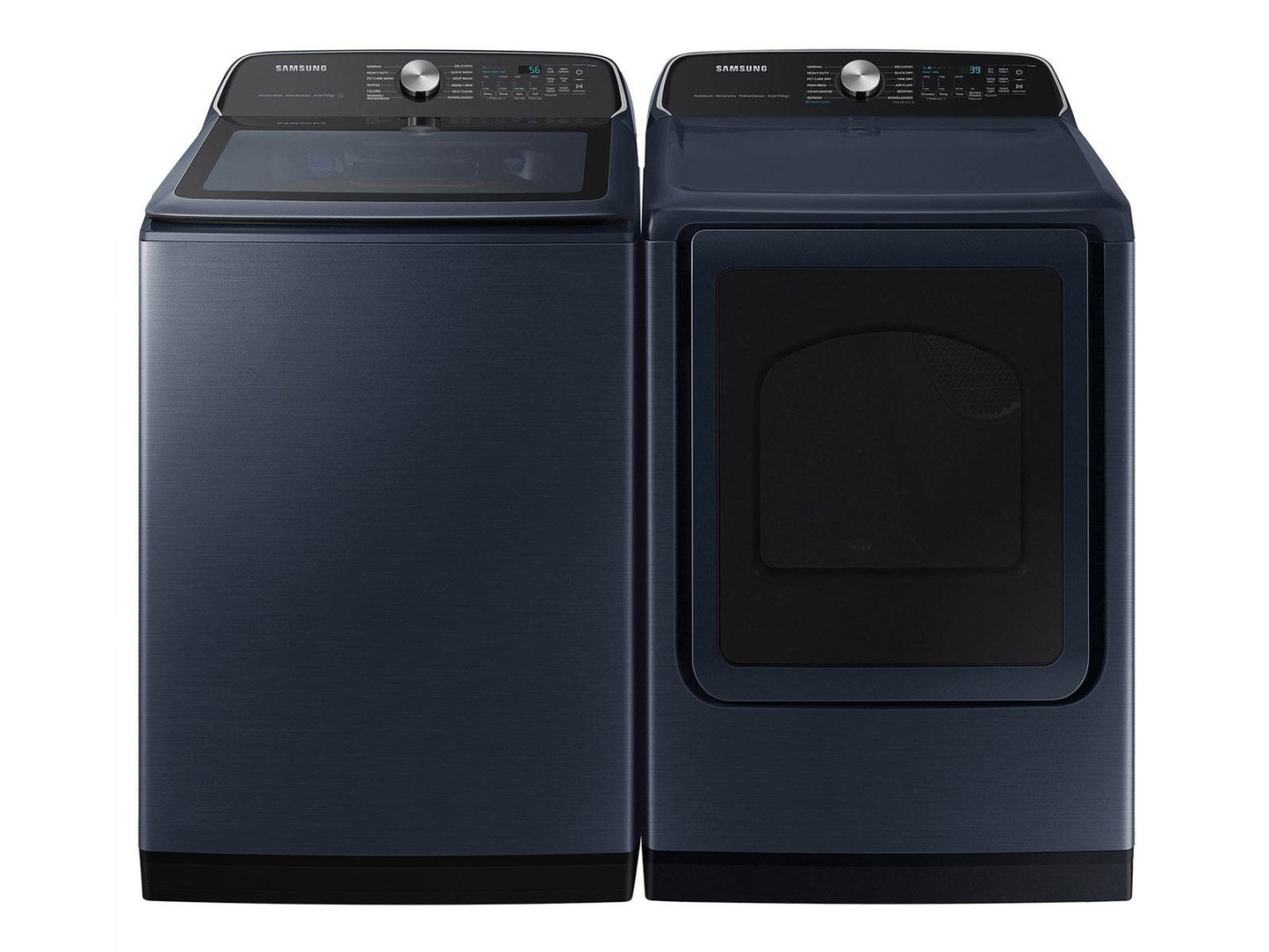 Samsung F1695113026532 5.4 Cu. Ft. Smart Top Load Washer With Pet Care Solution And Super Speed Wash And 7.4 Cu. Ft. Smart Electric Dryer With Pet Care Dry And Steam Sanitize+ In Brushed Navy