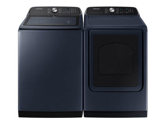 Samsung F1695113026532 5.4 Cu. Ft. Smart Top Load Washer With Pet Care Solution And Super Speed Wash And 7.4 Cu. Ft. Smart Electric Dryer With Pet Care Dry And Steam Sanitize+ In Brushed Navy