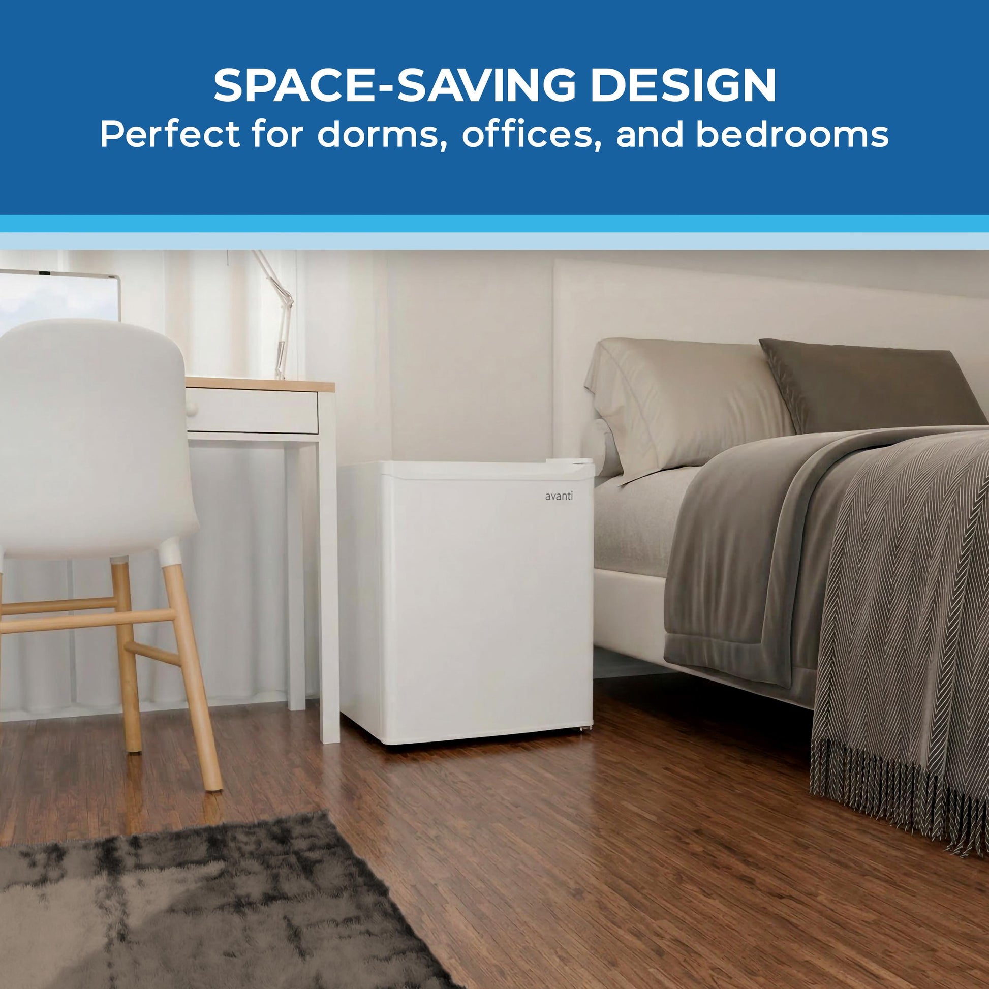 Avanti AVRM16F0W Avanti 1.6 Cu. Ft. Compact Refrigerator, Mini-Fridge, In White (Avrm16F0W)
