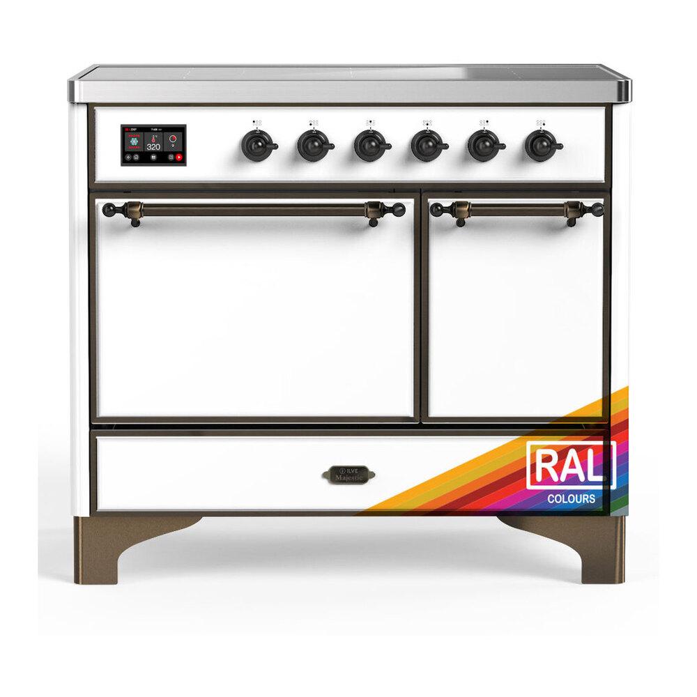 Ilve UMDIB40QNR3RAB Ilve Umdib40Qnr3Rab Majestic Iii 40 Inch Induction Range With 6 Elements, 3.82 Cu. Ft. Total Oven Capacity (Solid Door, Ral, Burnished)