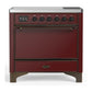 Ilve UMIB36QNR3BUB Ilve Umib36Qnr3Bub Majestic Iii 36 Inch Induction Range With 6 Elements, 3.5 Cu. Ft. Total Oven Capacity (Solid Door, Burgundy, Burnished)