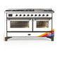 Ilve UM60FNR3RABLP Ilve Um60Fnr3Rablp Majestic Iii 60 Inch Dual Fuel Range With 9 Burners And Griddle, Dual Function Burner Up To 25,000 Btu (Liquid Propane, Triple Glass Door, Ral, Burnished)