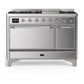 Ilve UM48FQNR3SSCLP Ilve Um48Fqnr3Ssclp Majestic Iii 48 Inch Dual Fuel Range With 8 Burners And Griddle, Dual Function Burner Up To 25,000 Btu (Liquid Propane, Solid Door, Stainless Steel, Chrome)