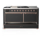 Ilve UM60FSQNR3MGP Ilve Um60Fsqnr3Mgp Majestic Iii 60 Inch Dual Fuel Range With 7 Burners, Griddle And French Top, Dual Function Burner With Up To 25,000 Btu (Natural Gas, Solid Door, Graphite Matte, Copper)