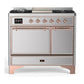 Ilve UMD40FQNR3SSPLP Ilve Umd40Fqnr3Ssplp Majestic Iii 40 Inch Dual Fuel Range With 6 Burners And Griddle, Dual Function Burner Up To 25,000 Btu (Liquid Propane, Solid Door, Stainless Steel, Copper)
