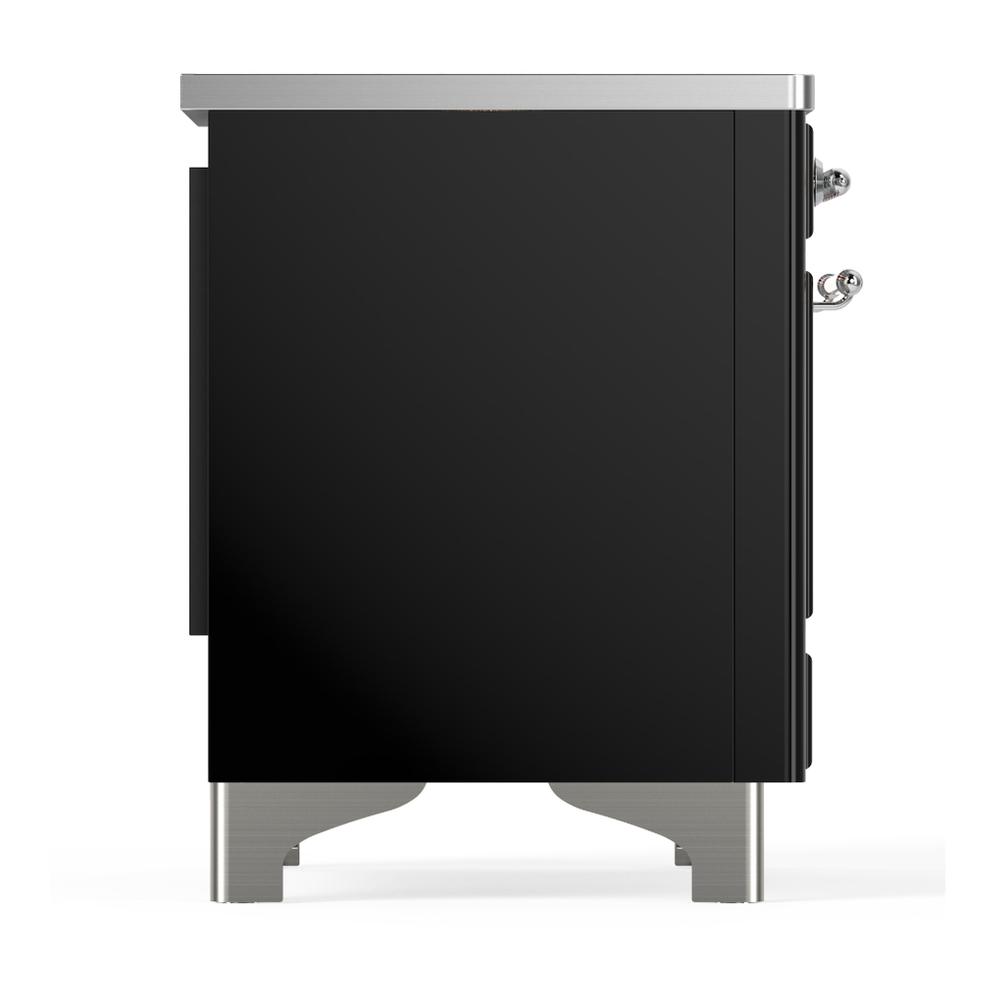 Ilve UMDIB40NR3BKC Ilve Umdib40Nr3Bkc Majestic Iii 40 Inch Induction Range With 6 Elements, 3.82 Cu. Ft. Total Oven Capacity (Triple Glass Door, Glossy Black, Chrome)