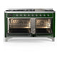 Ilve UM60FNR3EGC Ilve Um60Fnr3Egc Majestic Iii 60 Inch Dual Fuel Range With 9 Burners And Griddle, Dual Function Burner Up To 25,000 Btu (Natural Gas, Triple Glass Door, Emerald Green, Chrome)