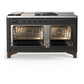Ilve UM60FSQNR3MGBLP Ilve Um60Fsqnr3Mgblp Majestic Iii 60 Inch Dual Fuel Range With 7 Burners, Griddle And French Top, Dual Function Burner With Up To 25,000 Btu (Liquid Propane, Solid Door, Graphite Matte, Burnished)