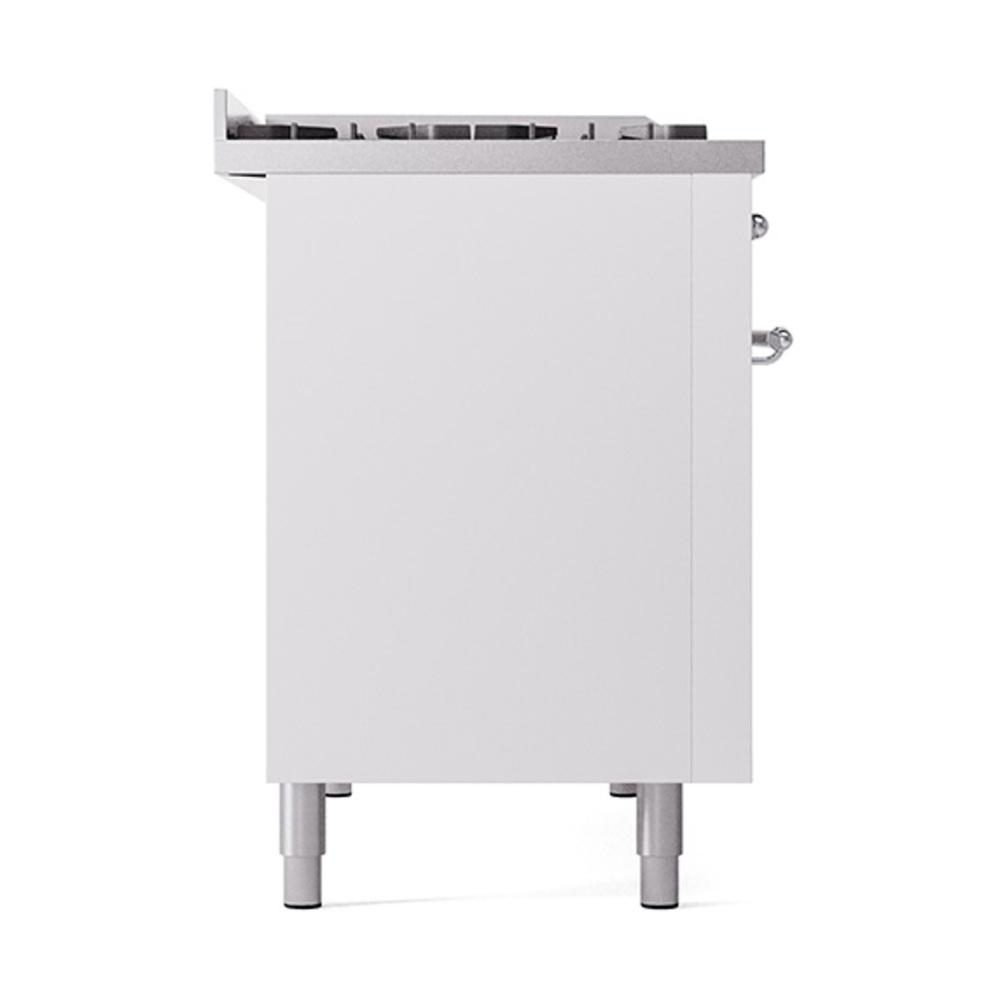 Ilve UN48FQNMPWHC Ilve Un48Fqnmpwhc Nostalgie Ii Noblesse 48" Dual Fuel Range (8 Sealed Burners + Griddle, Natural Gas, Solid Door, White, Chrome)