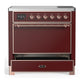 Ilve UMIB36QNR3BUP Ilve Umib36Qnr3Bup Majestic Iii 36 Inch Induction Range With 6 Elements, 3.5 Cu. Ft. Total Oven Capacity (Solid Door, Burgundy, Copper)