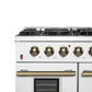 Forno FFSGS624448WHT Forno Galiano 48-Inch Gas Range White & Antique Brass Design, 8 Burners, 107,000 Btu, Griddle, 6.58 Cu.Ft. Double Ovens