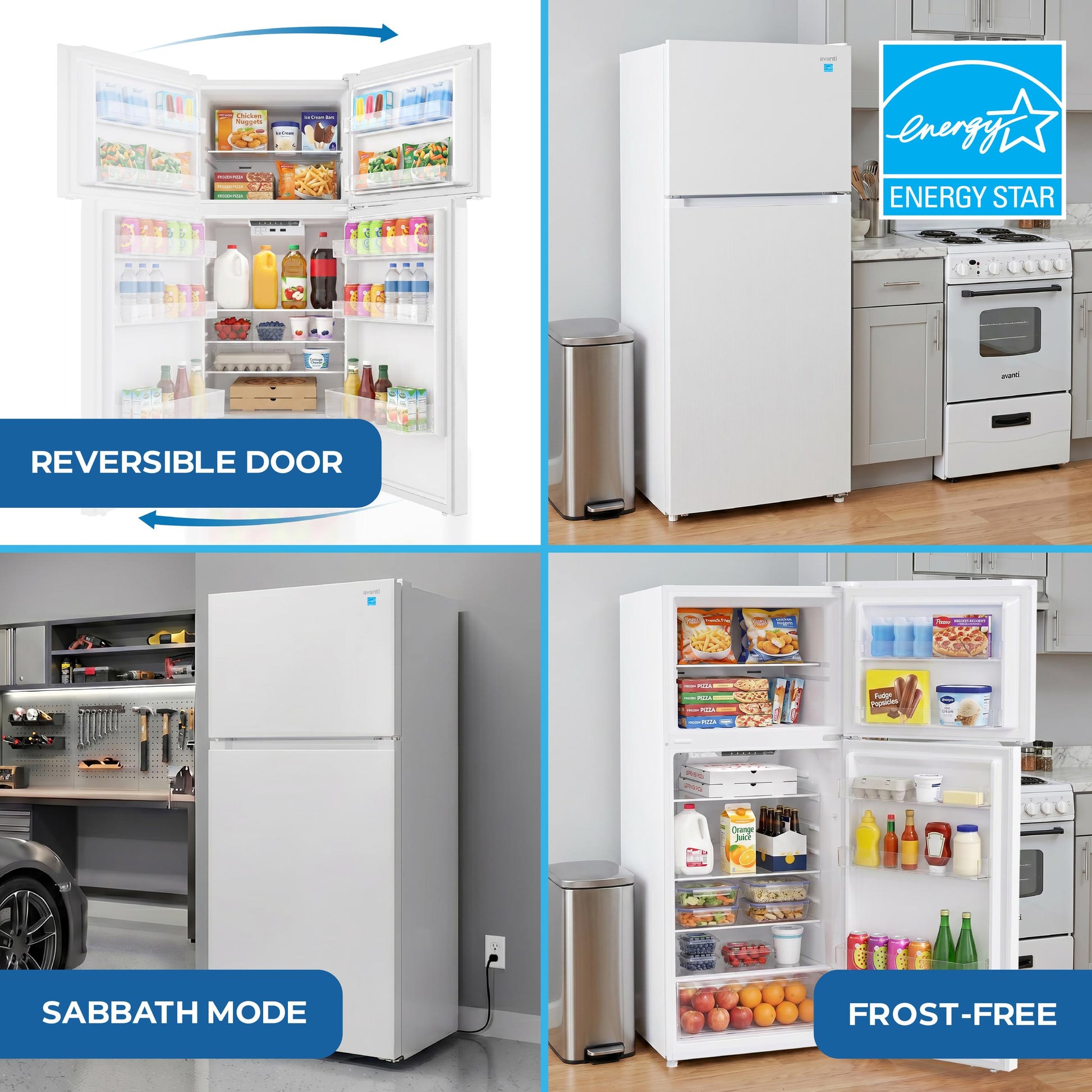 Avanti AVFF146DLJ0W Avanti Frost-Free Apartment Size Garage-Ready Refrigerator, 14.6 Cu. Ft. Capacity, In White (Avff146Dlj0W)