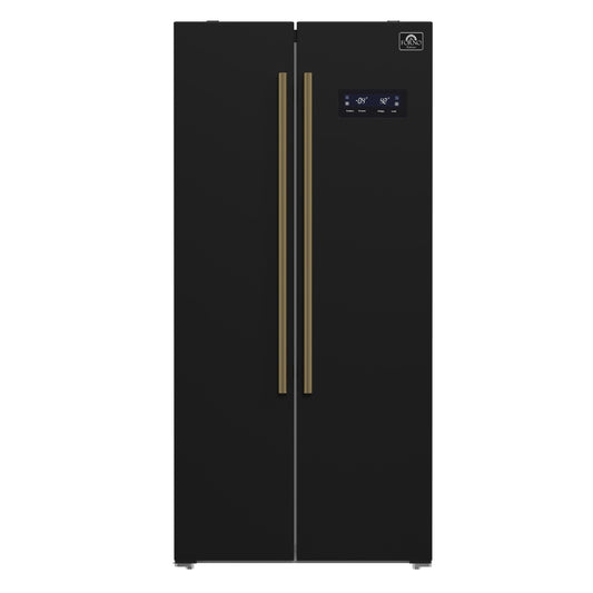 Forno FFRBI180533BLK Forno Salerno Espresso 33-Inch Black Side-By-Side Refrigerator, 15.6 Cu. Ft., Energy-Efficient, No Frost, Modern Design