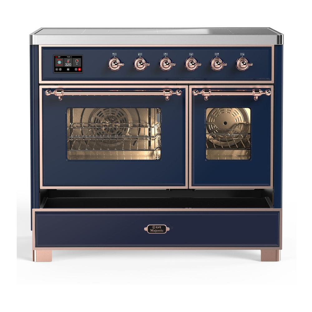 Ilve UMDIB40NR3MBP Ilve Umdib40Nr3Mbp Majestic Iii 40 Inch Induction Range With 6 Elements, 3.82 Cu. Ft. Total Oven Capacity (Triple Glass Door, Midnight Blue, Copper)