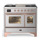 Ilve UMD40FNR3SSPLP Ilve Umd40Fnr3Ssplp Majestic Iii 40 Inch Dual Fuel Range With 6 Burners And Griddle, Dual Function Burner Up To 25,000 Btu (Liquid Propane, Triple Glass Door, Stainless Steel, Copper)