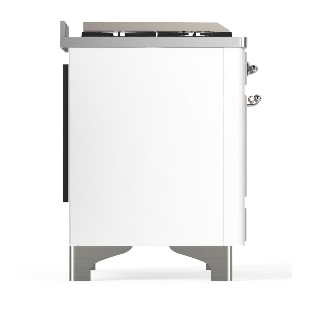 Ilve UM60FQNR3WHCLP Ilve Um60Fqnr3Whclp Majestic Iii 60 Inch Dual Fuel Range With 9 Burners And Griddle, Dual Function Burner Up To 25,000 Btu (Liquid Propane, Solid Door, White, Chrome)