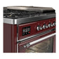 Ilve UM48FSNR3BUCLP Ilve Um48Fsnr3Buclp Majestic Iii 48 Inch Dual Fuel Range With 5 Black Brass Burners, Griddle And French Top, Dual Function Burner Up To 25,000 Btu (Liquid Propane, Triple Glass Door, Burgundy, Chrome)