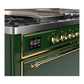 Ilve UM60FSQNR3EGG Ilve Um60Fsqnr3Egg Majestic Iii 60 Inch Dual Fuel Range With 7 Burners, Griddle And French Top, Dual Function Burner With Up To 25,000 Btu (Natural Gas, Solid Door, Emerald Green, Brass)