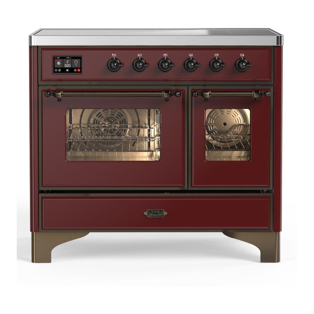 Ilve UMDIB40NR3BUB Ilve Umdib40Nr3Bub Majestic Iii 40 Inch Induction Range With 6 Elements, 3.82 Cu. Ft. Total Oven Capacity (Triple Glass Door, Burgundy, Burnished)