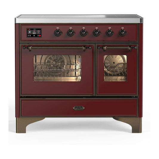 Ilve UMDIB40NR3BUB Ilve Umdib40Nr3Bub Majestic Iii 40 Inch Induction Range With 6 Elements, 3.82 Cu. Ft. Total Oven Capacity (Triple Glass Door, Burgundy, Burnished)