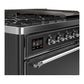 Ilve UM48FQNR3MGCLP Ilve Um48Fqnr3Mgclp Majestic Iii 48 Inch Dual Fuel Range With 8 Burners And Griddle, Dual Function Burner Up To 25,000 Btu (Liquid Propane, Solid Door, Graphite Matte, Chrome)