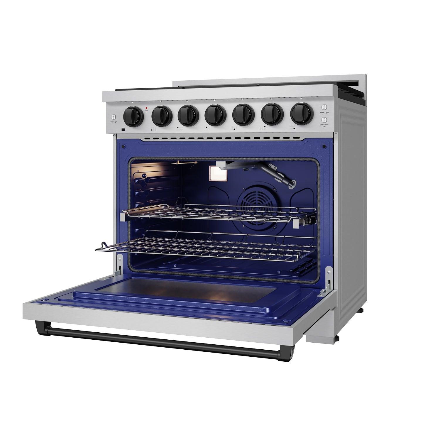 Thor Kitchen RSG36PLPBLK 36 Inch Professional Liquid Propane Range With Precision Knob In Stainless Steel And Black Gordon Ramsay Series