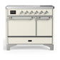 Ilve UMDIB40QNR3AWC Ilve Umdib40Qnr3Awc Majestic Iii 40 Inch Induction Range With 6 Elements, 3.82 Cu. Ft. Total Oven Capacity (Solid Door, Antique White, Chrome)