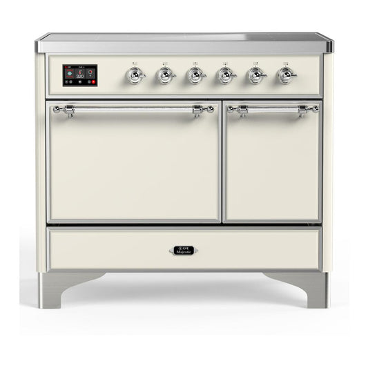 Ilve UMDIB40QNR3AWC Ilve Umdib40Qnr3Awc Majestic Iii 40 Inch Induction Range With 6 Elements, 3.82 Cu. Ft. Total Oven Capacity (Solid Door, Antique White, Chrome)