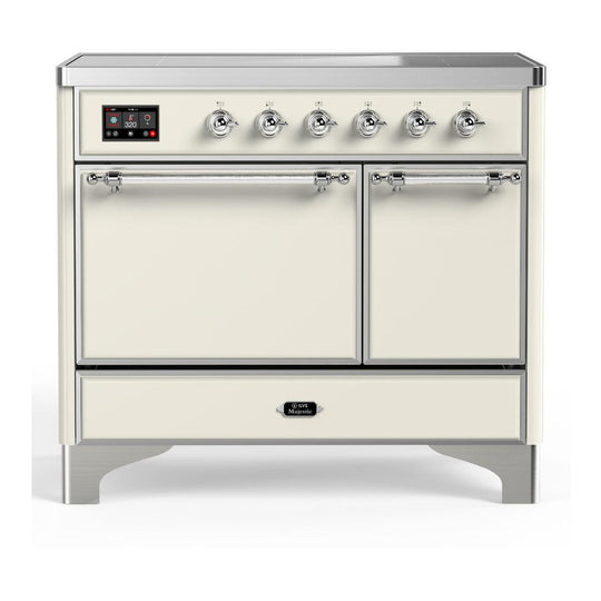 Ilve UMDIB40QNR3AWC Ilve Umdib40Qnr3Awc Majestic Iii 40 Inch Induction Range With 6 Elements, 3.82 Cu. Ft. Total Oven Capacity (Solid Door, Antique White, Chrome)