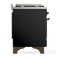 Ilve UM36FQNR3BKB Ilve Um36Fqnr3Bkb Majestic Iii 36 Inch Dual Fuel Range With 6 Black Brass Burners And Griddle, Dual Function Burner Up To 25,000 Btu (Solid Door, Glossy Black, Burnished, Natural Gas)