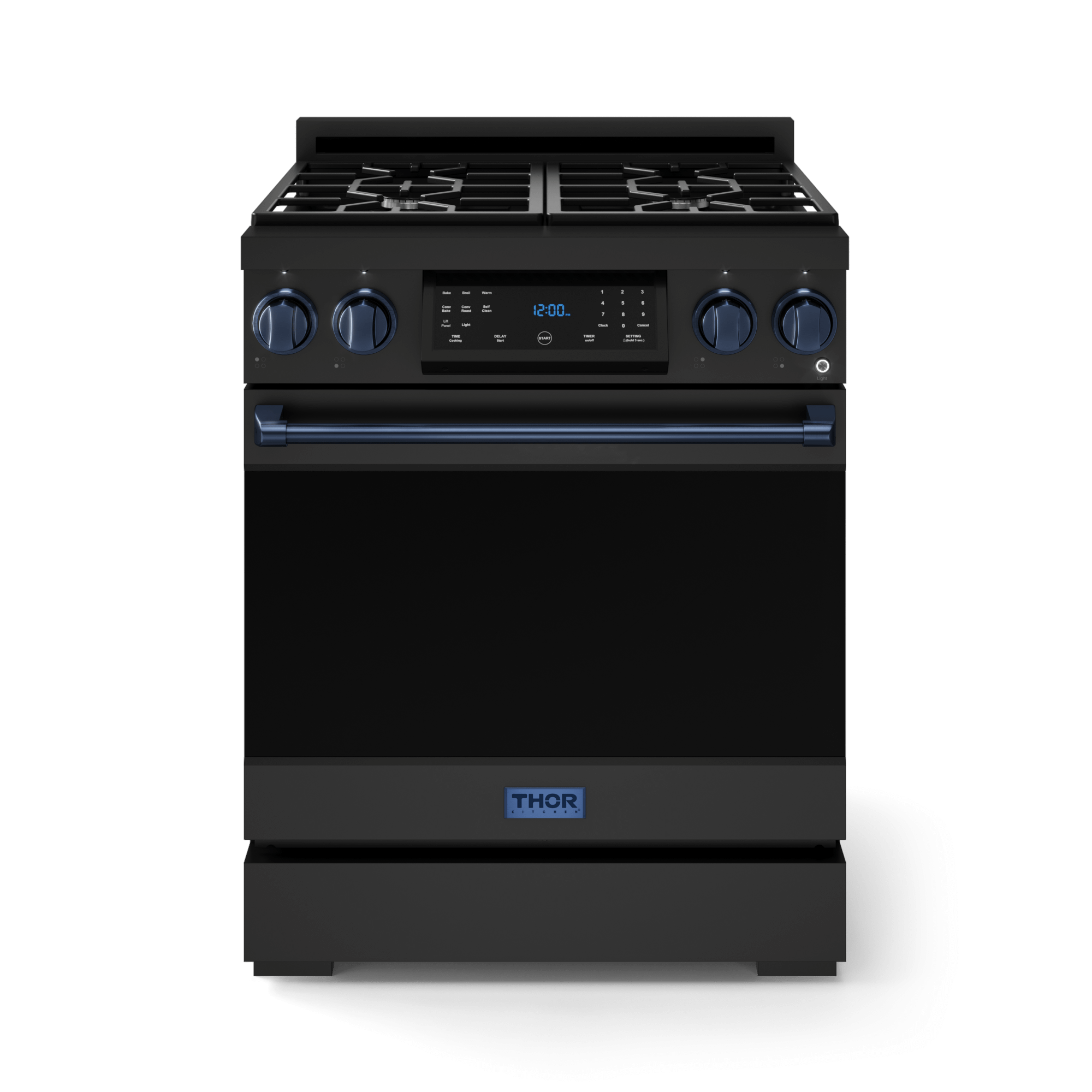 Thor Kitchen RSG30BBLU 30 Inch Professional Gas Range With Tilt Panel Touch Control In Matte Black/Blue Gordon Ramsay Series - Rsg30B-Blu