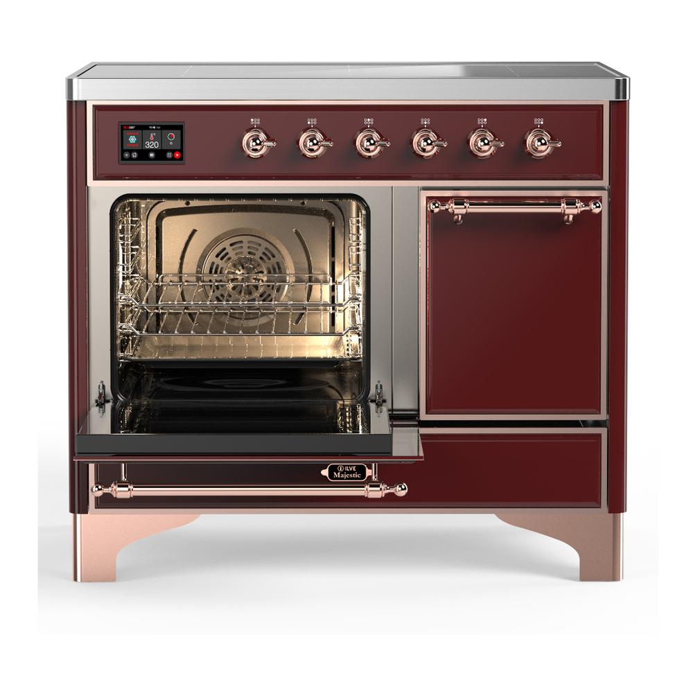 Ilve UMDIB40QNR3BUP Ilve Umdib40Qnr3Bup Majestic Iii 40 Inch Induction Range With 6 Elements, 3.82 Cu. Ft. Total Oven Capacity (Solid Door, Burgundy, Copper)