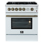 Forno FFSGS627430WHT Giovanni 30-Inch Gas Range White & Antique Brass Design, 5 Burners 67,000 Btu, 4.32 Cu.Ft. Convection Oven