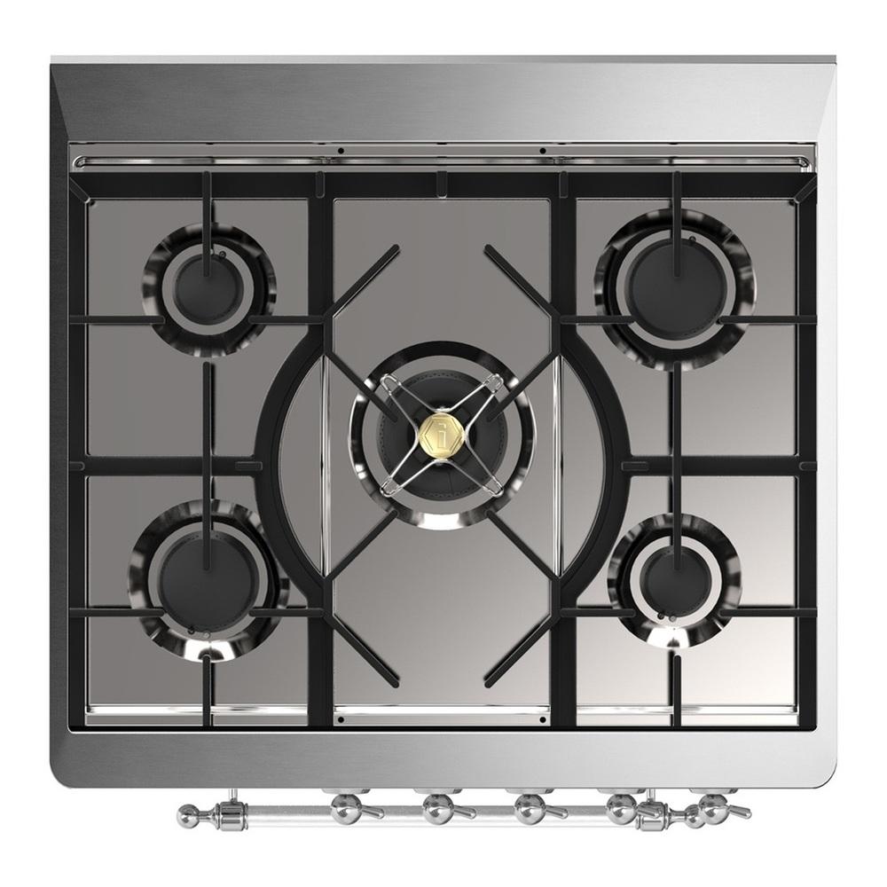 Ilve UM30NR3MBCLP Ilve Um30Nr3Mbclp Majestic Iii 30 Inch Dual Fuel Range With 5 Black Brass Burners, Dual Function Burner Up To 25,000 Btu (Liquid Propane, Triple Glass Door, Midnight Blue, Chrome)
