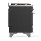 Ilve UM36FQNR3MGC Ilve Um36Fqnr3Mgc Majestic Iii 36 Inch Dual Fuel Range With 6 Black Brass Burners And Griddle, Dual Function Burner Up To 25,000 Btu (Solid Door, Graphite Matte, Chrome, Natural Gas)