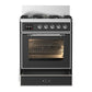 Ilve UM30NR3MGC Ilve Um30Nr3Mgc Majestic Iii 30 Inch Dual Fuel Range With 5 Black Brass Burners, Dual Function Burner Up To 25,000 Btu (Natural Gas, Triple Glass Door, Graphite Matte, Chrome)