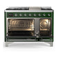 Ilve UM48FQNR3EGCLP Ilve Um48Fqnr3Egclp Majestic Iii 48 Inch Dual Fuel Range With 8 Burners And Griddle, Dual Function Burner Up To 25,000 Btu (Liquid Propane, Solid Door, Emerald Green, Chrome)