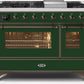 Ilve UM12FDNS3EGB Majestic Ii 48 Inch Dual Fuel Natural Gas Freestanding Range In Emerald Green With Bronze Trim