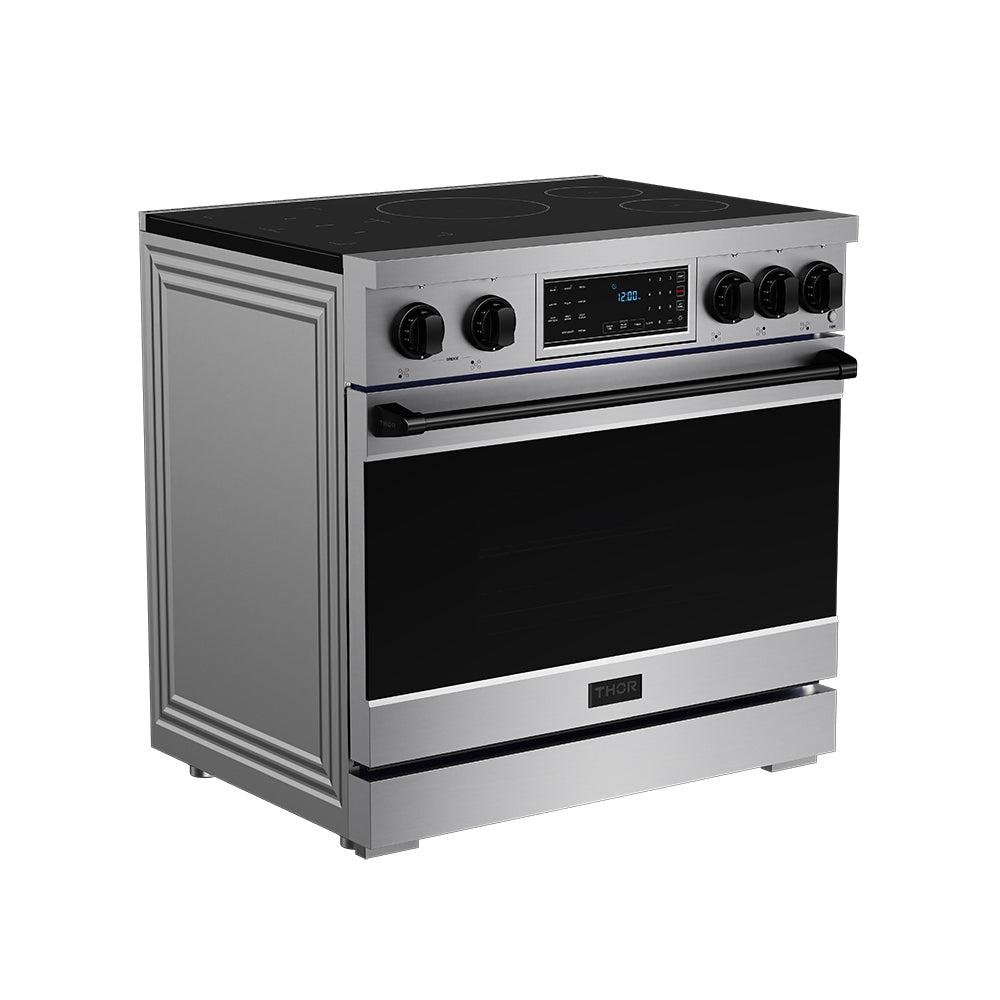Thor Kitchen RSI36BLK 36 Inch Professional Induction Range With Tilt Panel Touch Control In Stainless Steel And Black Gordon Ramsay Series