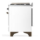 Ilve UM60FSQNR3WHB Ilve Um60Fsqnr3Whb Majestic Iii 60 Inch Dual Fuel Range With 7 Burners, Griddle And French Top, Dual Function Burner With Up To 25,000 Btu (Natural Gas, Solid Door, White, Burnished)