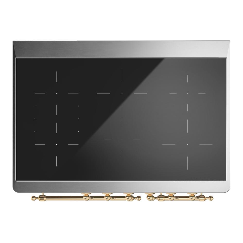 Ilve UMDIB40QNR3BGG Ilve Umdib40Qnr3Bgg Majestic Iii 40 Inch Induction Range With 6 Elements, 3.82 Cu. Ft. Total Oven Capacity (Solid Door, Blue Grey, Brass)