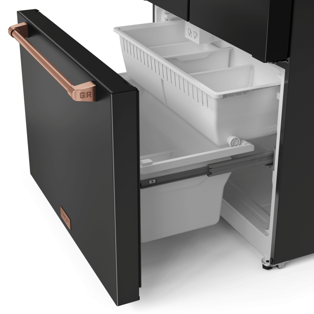 Thor Kitchen RF3621CTD00RSG 36 Inch 20.3 Cu Ft French Door Counter Depth Refrigerator With Ice Maker In Black/Rose Gold Gordon Ramsay Series - Rf3621Ctd00-Rsg