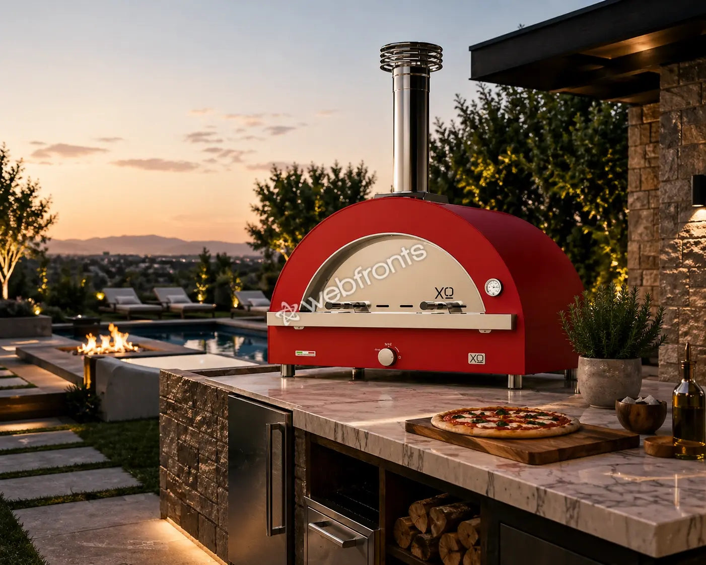 Xo Appliance XOPIZZA4HROL 40" Hybrid Gas & Wood Oven In Rosso (Red)