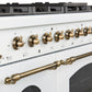 Forno FFSGS621948WHT Forno Antico 48-Inch Freestanding Gas Range, White, Antique Brass Design, 8 Burners, Griddle, Double Ovens, Energy Efficient