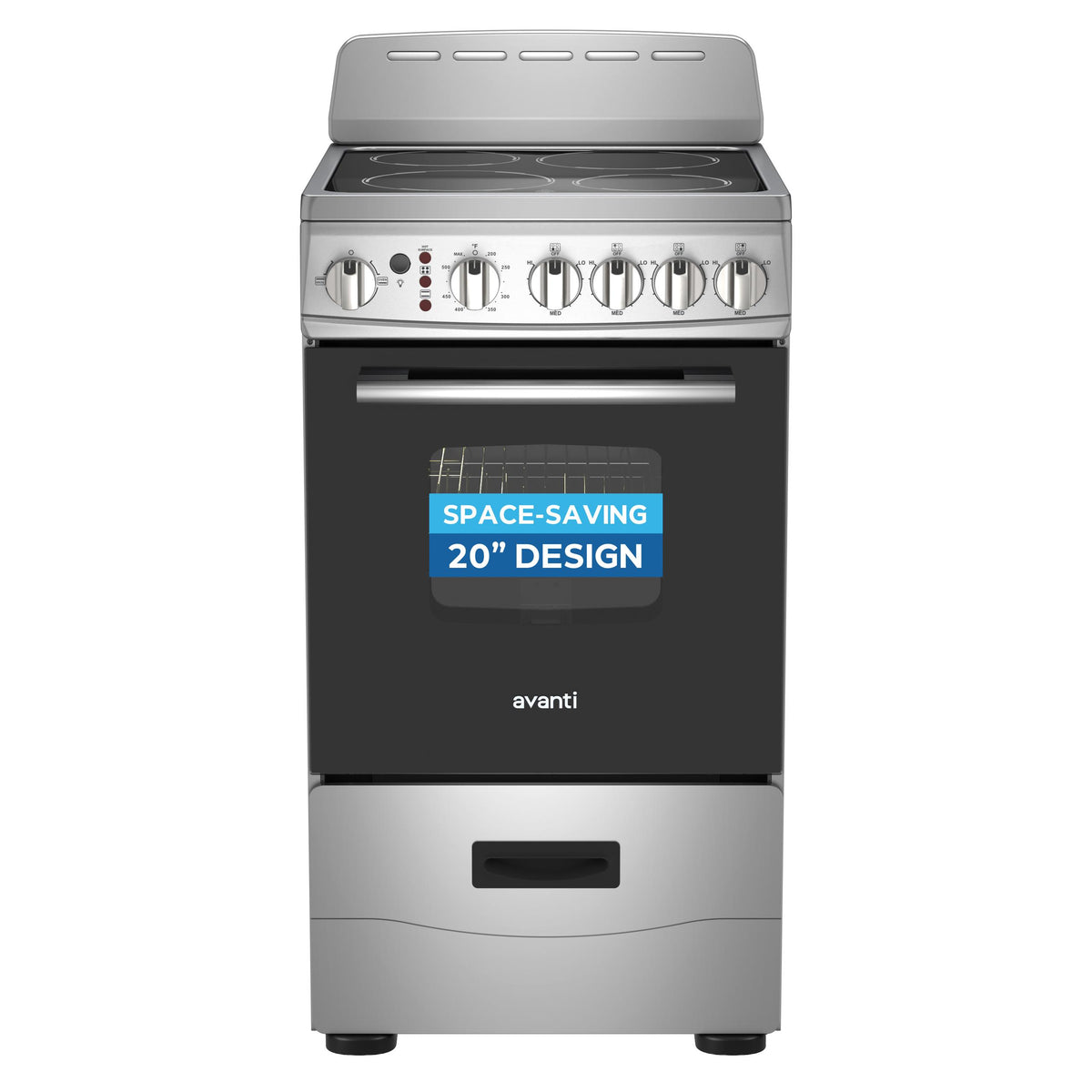 Avanti CERU200P3S Avanti 20-Inch Freestanding Electric Range With Ceramic Glass Cooktop, In Stainless Steel (Ceru200P3S)