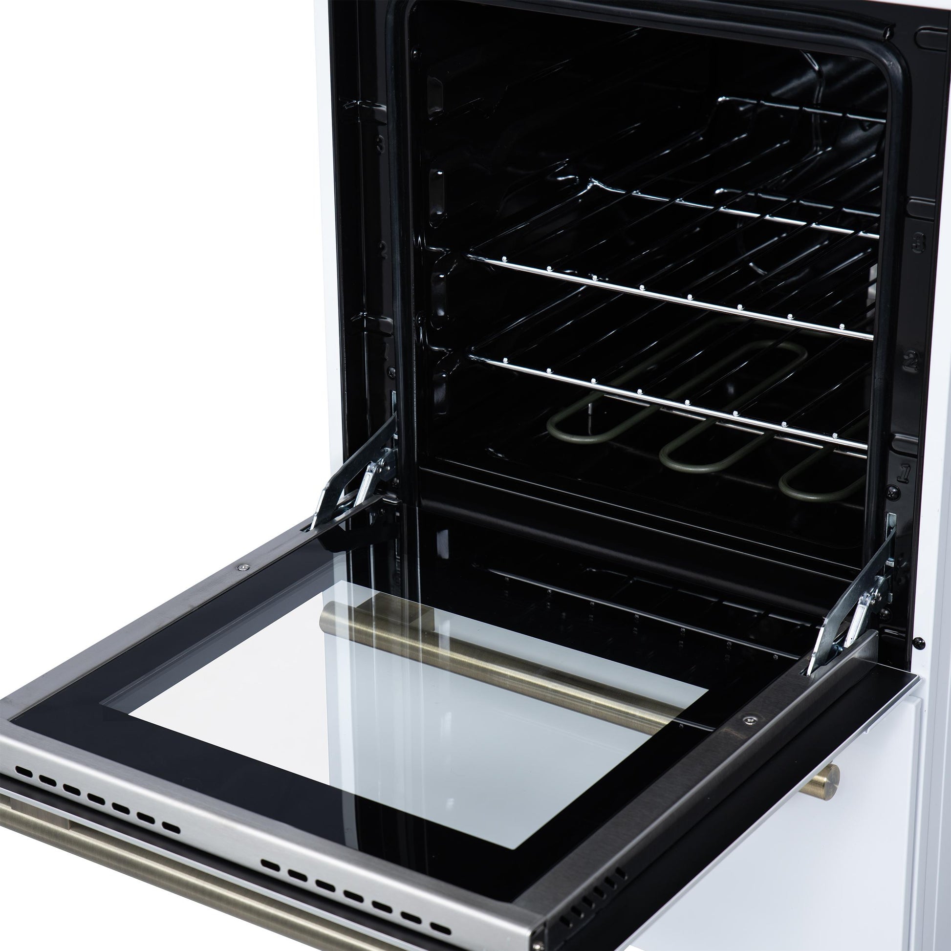 Forno FFSEL605220WHT Forno Pallerano 20 Inch Freestanding Electric Range In White With Antique Brass, Compact Design