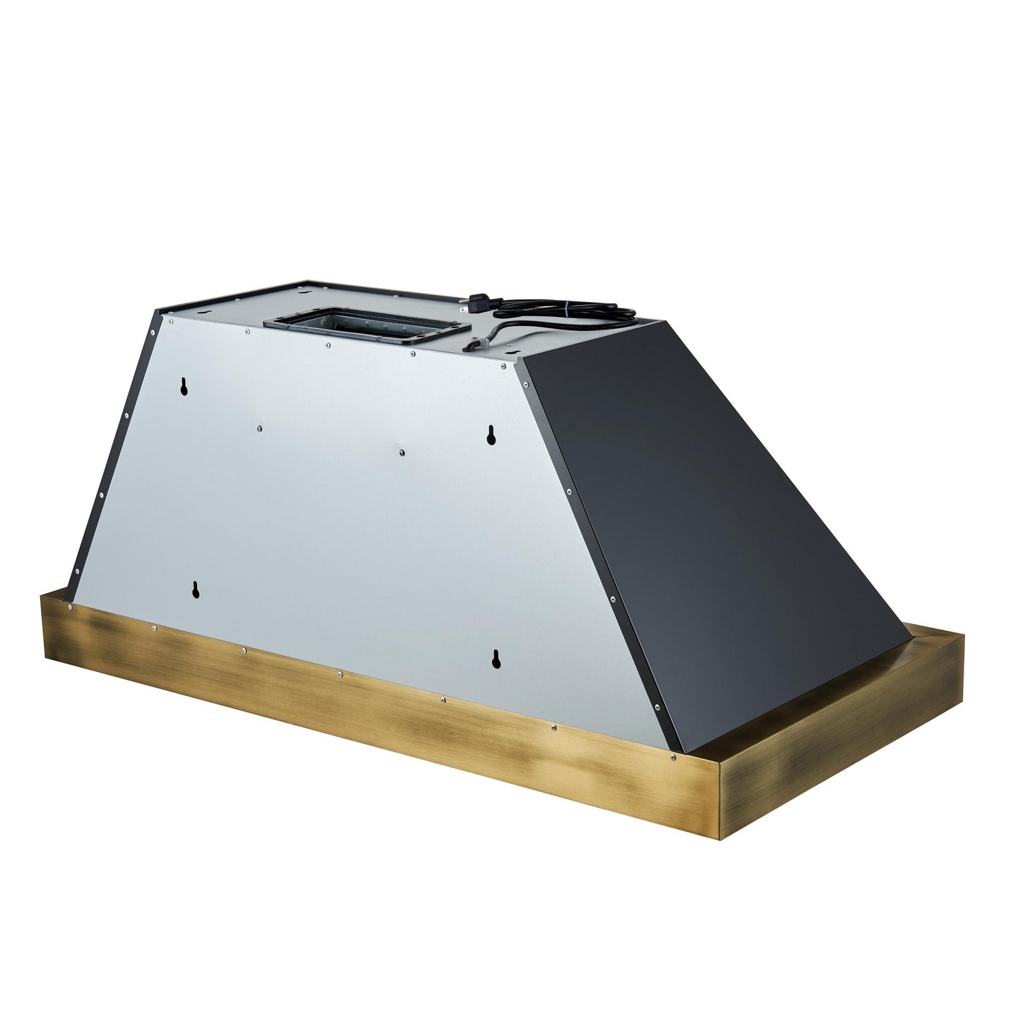 Forno FRHWM507848BLK Forno Vittorio 48-Inch Wall Mount Range Hood, Black With Antique Brass Trim, 424 Cfm Airflow, Dishwasher-Safe Baffle Filters, Remote Control, 3-Speed Fan, Bright Led Lighting.