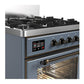 Ilve UM30NR3BGB Ilve Um30Nr3Bgb Majestic Iii 30 Inch Dual Fuel Range With 5 Black Brass Burners, Dual Function Burner Up To 25,000 Btu (Natural Gas, Triple Glass Door, Blue Grey, Burnished)