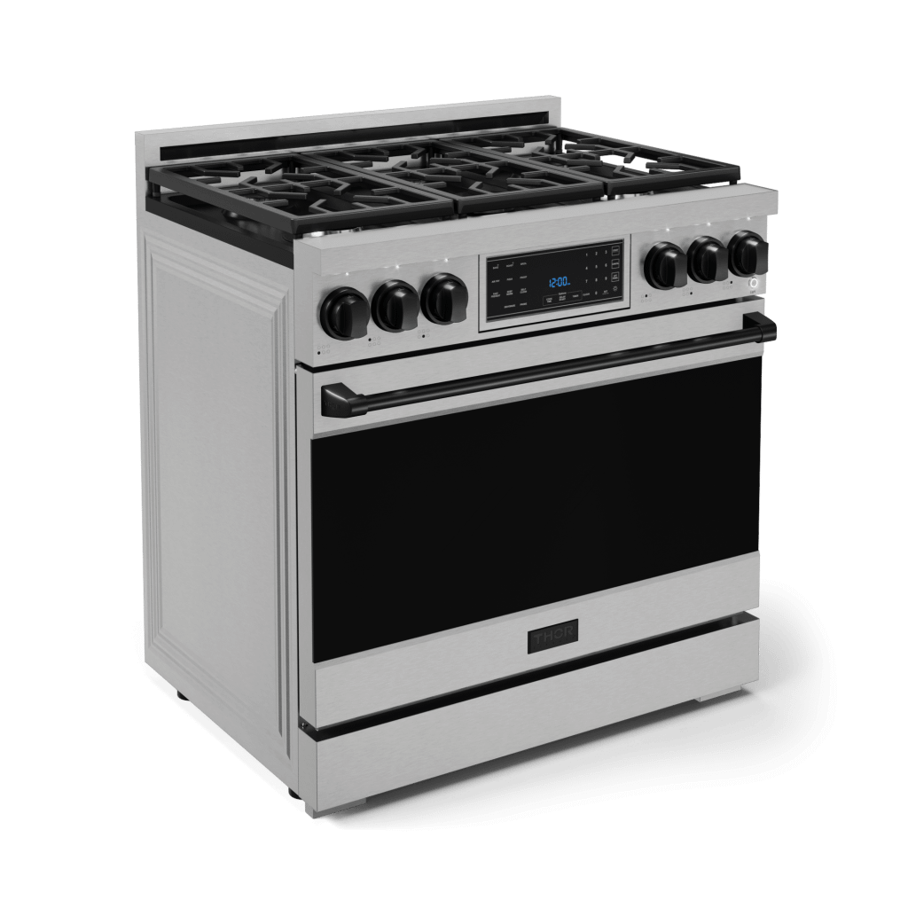 Thor Kitchen RSG36BLK 36 Inch Professional Gas Range With Tilt Panel Touch Control In Stainless Steel/Black Gordon Ramsay Series - Rsg36-Blk