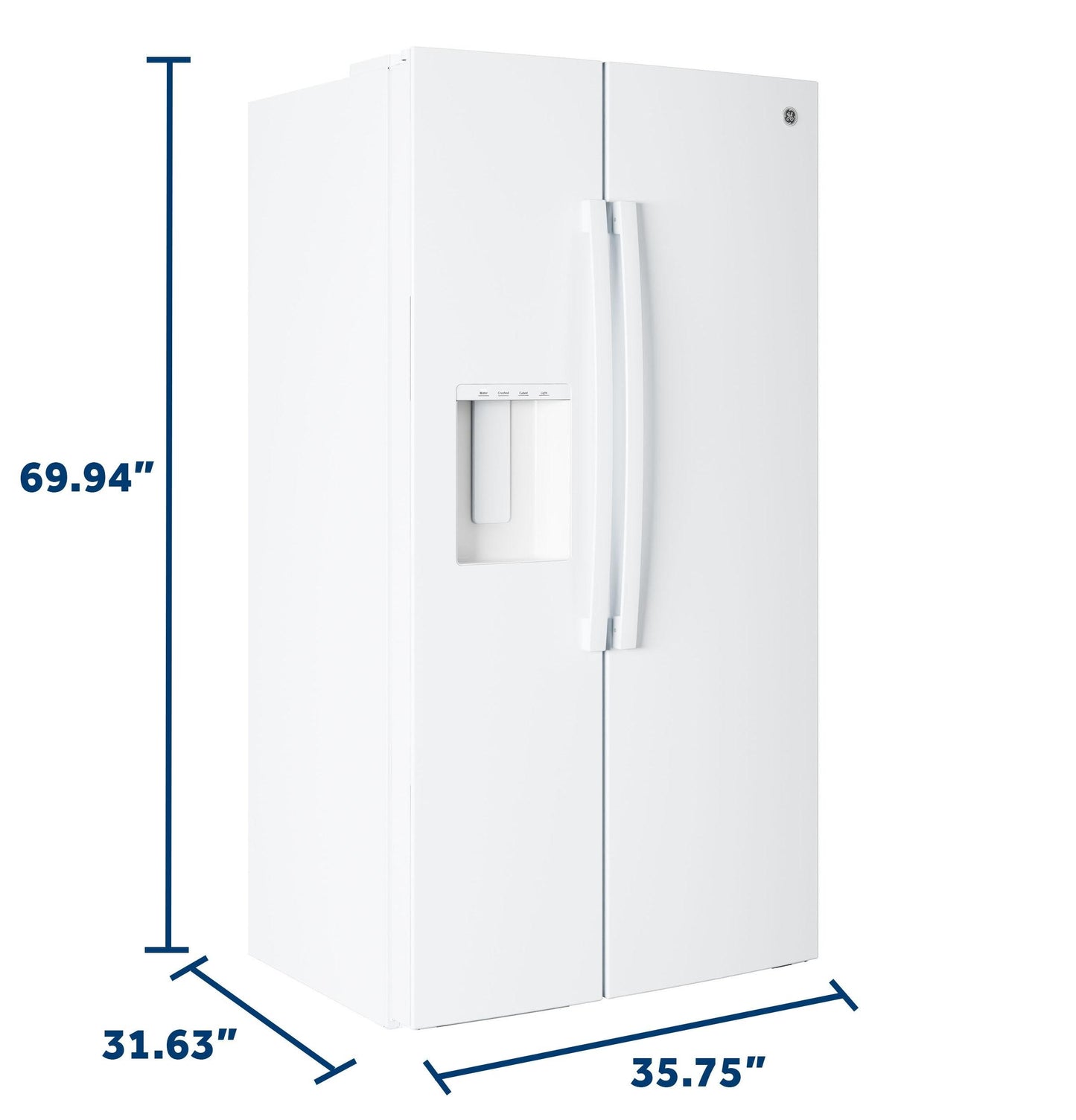 Ge Appliances GZE24NGYWW Ge® Energy Star® 23.6 Cu. Ft. Counter-Depth Side-By-Side Refrigerator With Extra Tall Dispenser And In-Door Icemaker